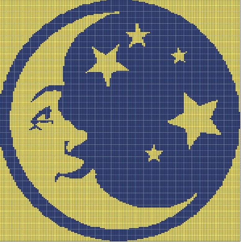 Download MOON AND STARS CROCHET AFGHAN PATTERN GRAPH