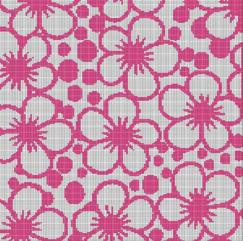 Download PINK FLOWER MOSAIC TAPESTRY STYLE CROCHET AFGHAN PATTERN GRAPH