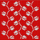 RED TULIP MOSAIC TAPESTRY STYLE CROCHET AFGHAN PATTERN GRAPH