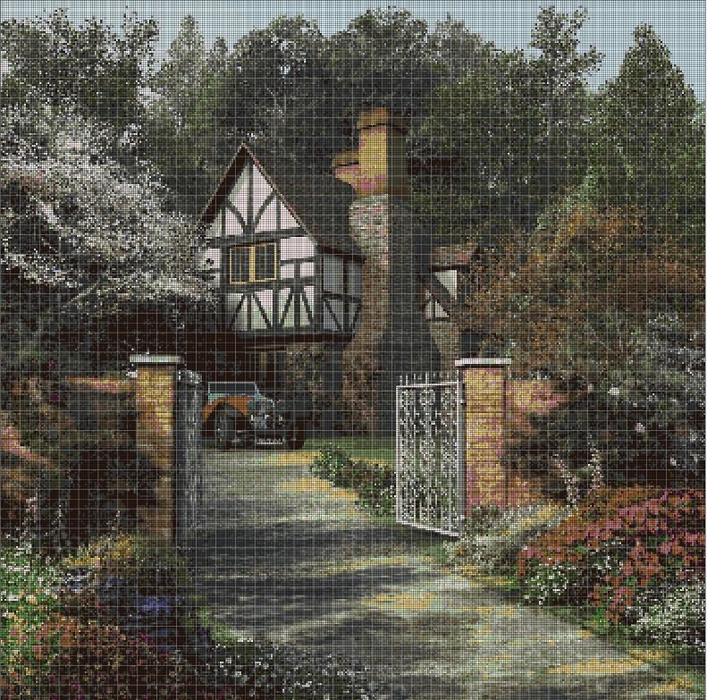 Alder Tree House art cross stitch pattern in pdf DMC