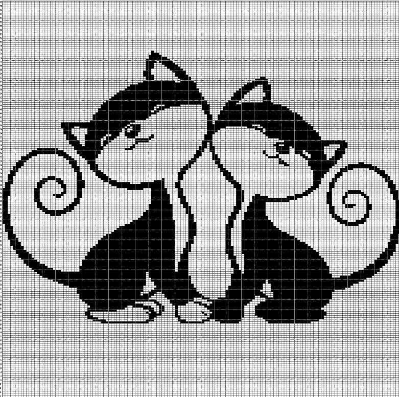 TWO CAT CROCHET AFGHAN PATTERN GRAPH