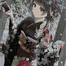 Girl in kimono anime cross stitch pattern in pdf DMC