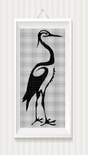 Crane Silhouette Cross Stitch Pattern In Pdf