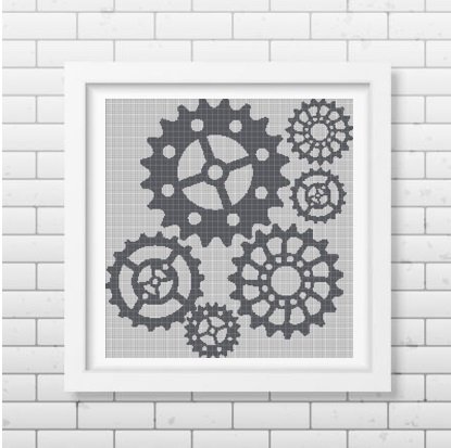 Gears5 silhouette cross stitch pattern in pdf