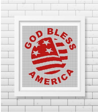 God Bless America silhouette cross stitch pattern in pdf