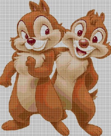 Chip and Dale cartoons characters cross stitch pattern in pdf DMC Chip and Dale cartoons characters cross stitch pattern in pdf DMC