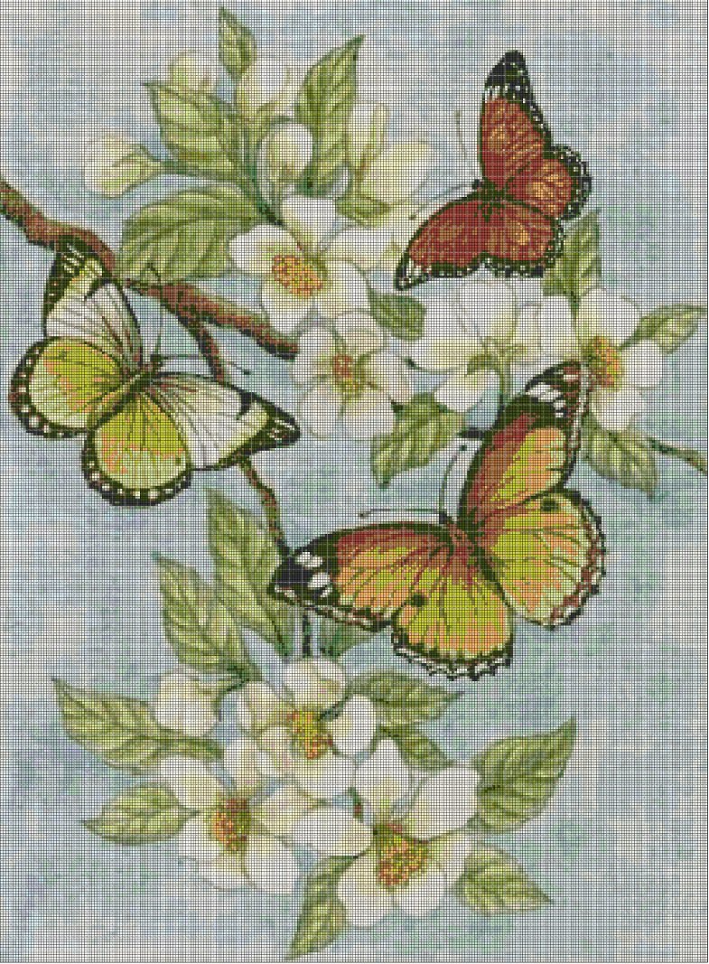 Красивые вышивки бабочки и цветы