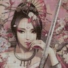 Chinese warrior girl fantasy art cross stitch pattern in pdf DMC