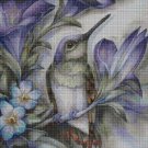Hummingbird in purple cross stitch pattern in pdf DMC