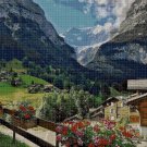Swiss Alps, Switzerland cross stitch pattern in pdf DMC