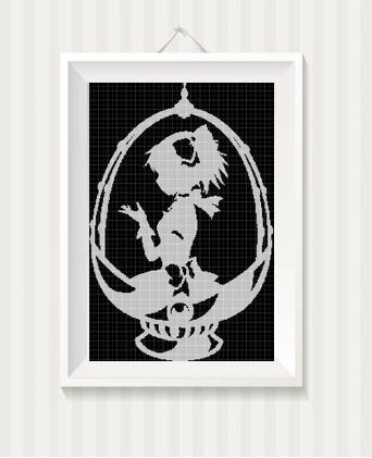 Girl in glass silhouette cross stitch pattern in pdf