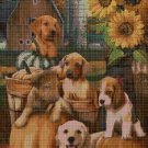 Pumpkins and dogs cross stitch pattern in pdf DMC