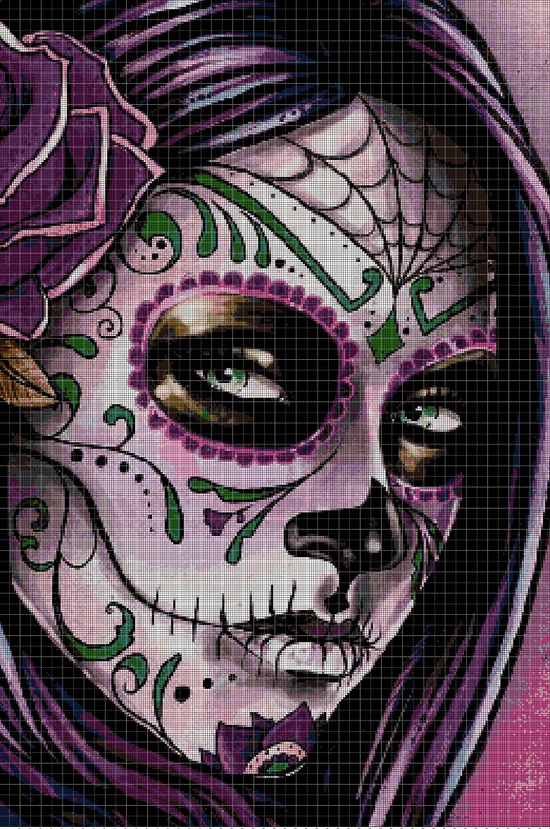 Sugar Skull 3 cross stitch pattern in pdf DMC