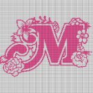 MONOGRAM "M" FLOWERS CROCHET AFGHAN PATTERN GRAPH
