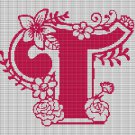 MONOGRAM "T" FLOWERS CROCHET AFGHAN PATTERN GRAPH