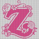 MONOGRAM "Z" FLOWERS CROCHET AFGHAN PATTERN GRAPH