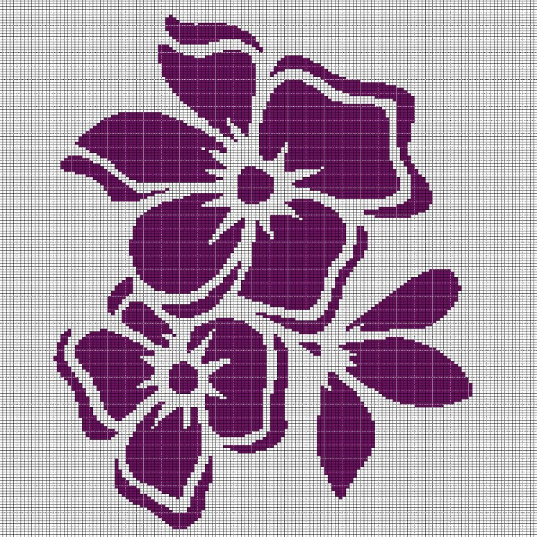 PURPLE FLOWERS 2 CROCHET AFGHAN PATTERN GRAPH