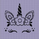 UNICORN HEAD WITH FLOWERS CROCHET AFGHAN PATTERN GRAPH