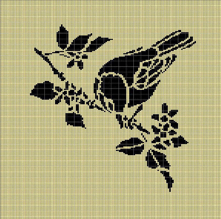 BIRD ON BRANCH 7 CROCHET AFGHAN PATTERN GRAPH