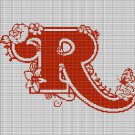 MONOGRAM "R" FLOWERS CROCHET AFGHAN PATTERN GRAPH