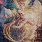 Fairy with blue wiggs cross stitch pattern in pdf DMC