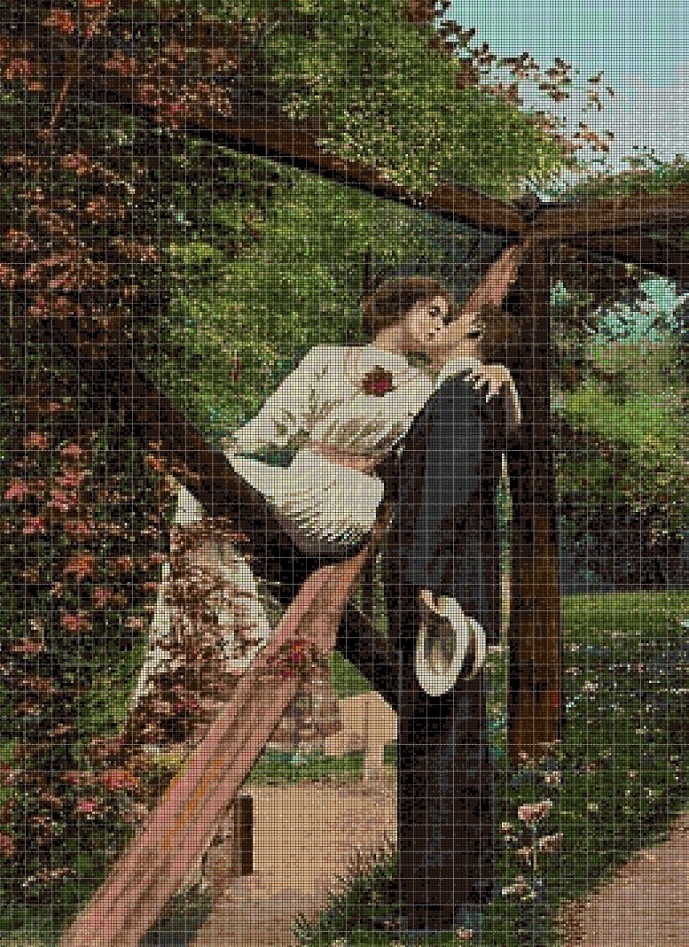 The kiss cross stitch pattern in pdf DMC