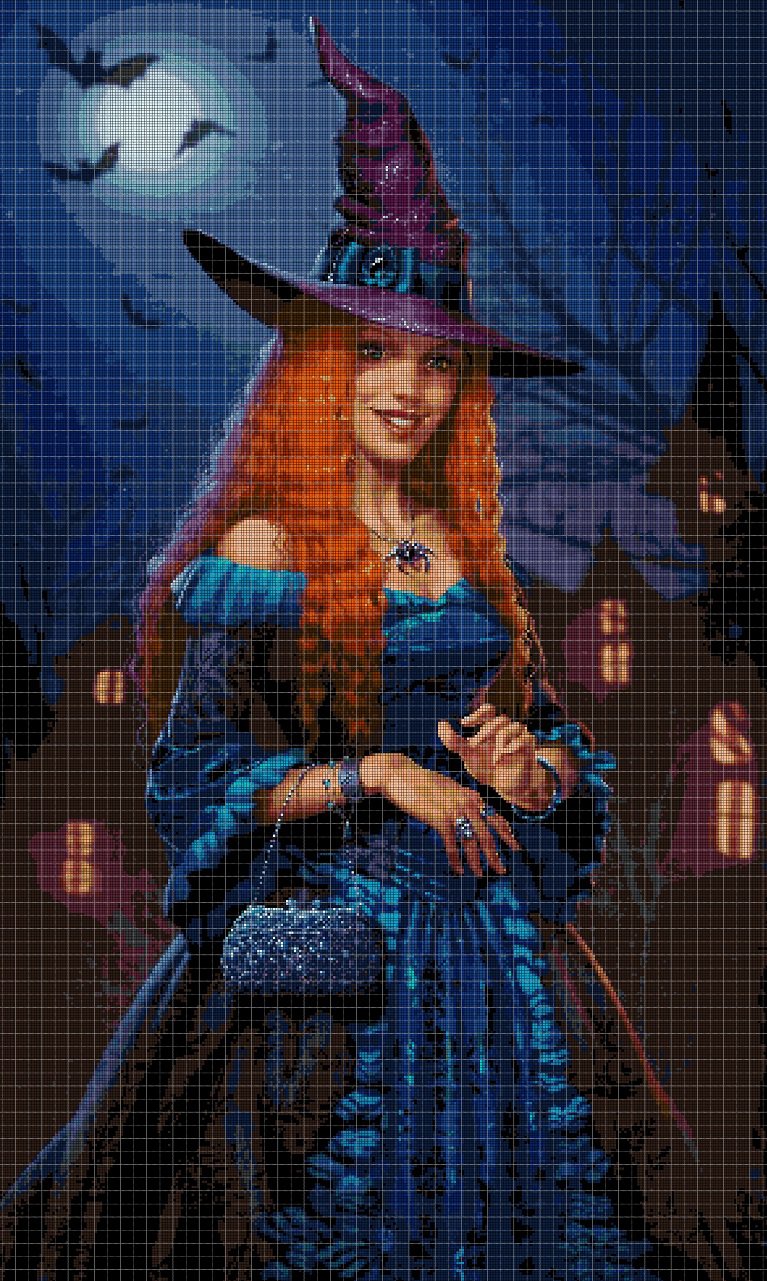 Witch cross stitch pattern in pdf DMC