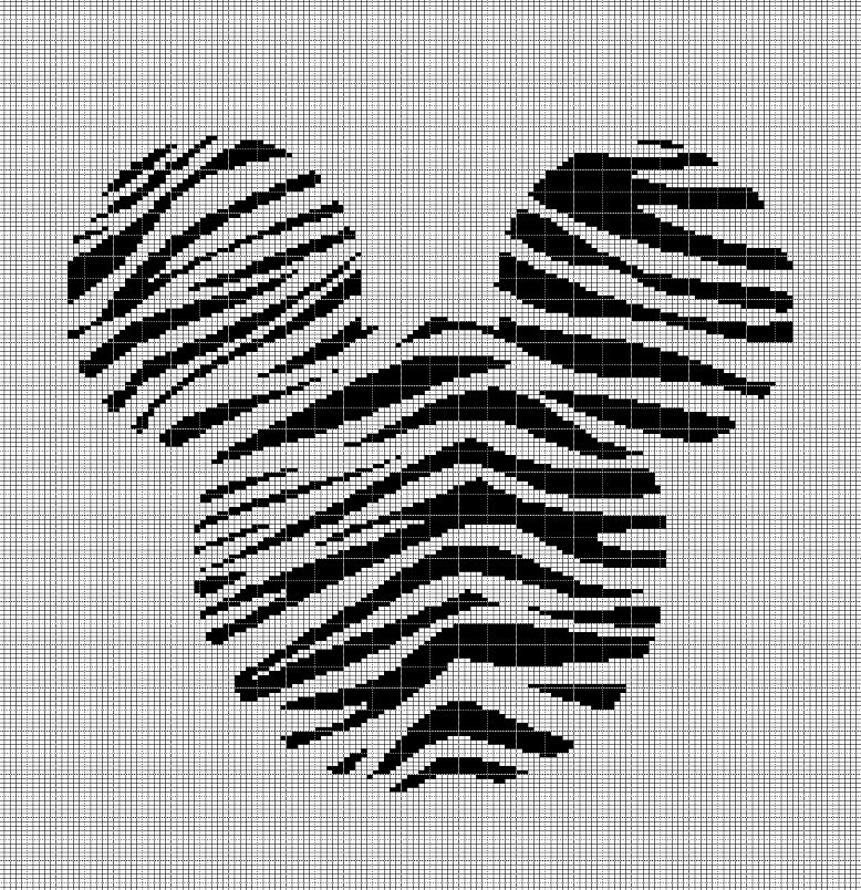 MICKEY MOUSE IN ZEBRA STYLE SILHOUETTE CROCHET AFGHAN PATTERN GRAPH