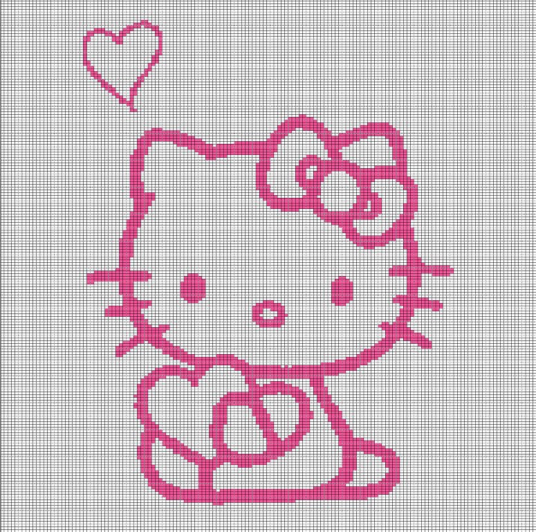 HELLO KITTY WITH HEARTS CROCHET AFGHAN PATTERN GRAPH