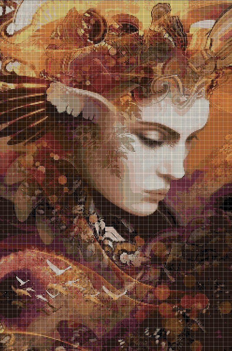 Autumn fairy cross stitch pattern in pdf DMC