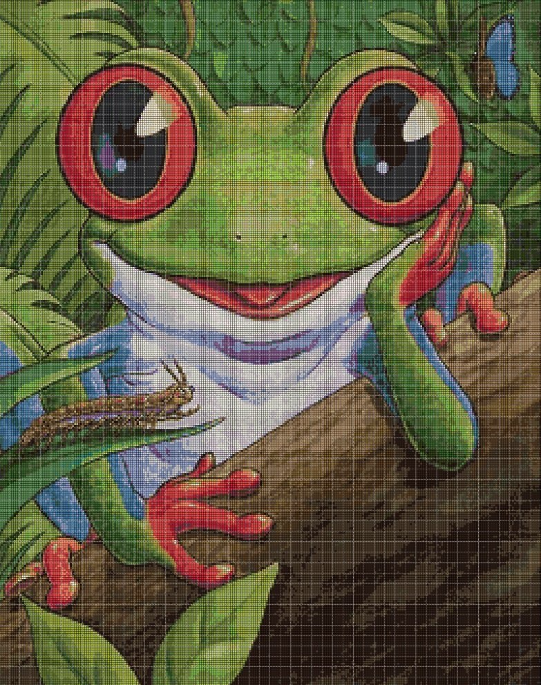 Frog cross stitch pattern in pdf DMC