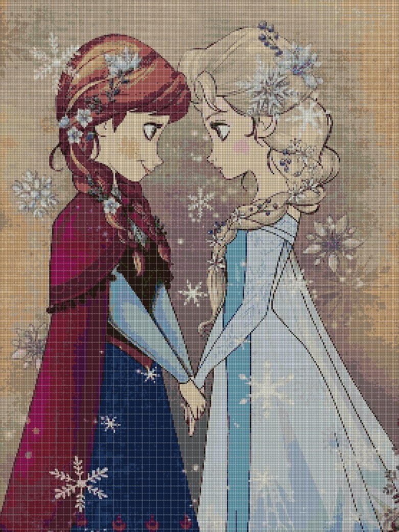 Frozen cross stitch pattern in pdf DMC