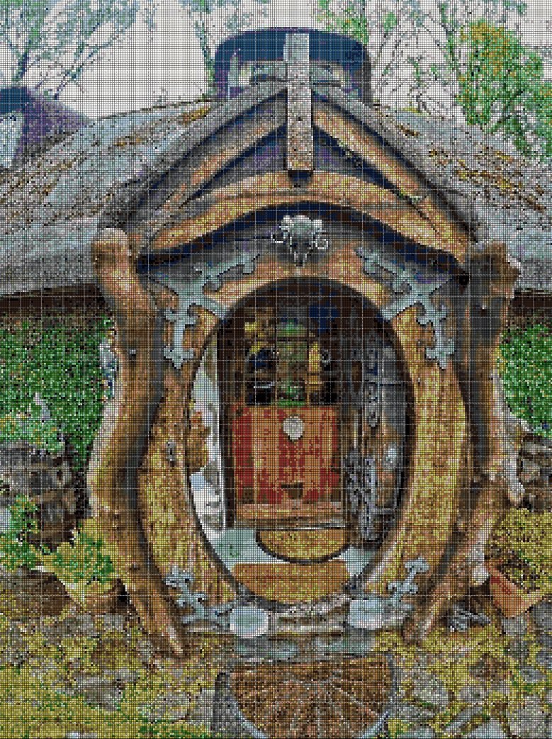 Hobbit house cross stitch pattern in pdf DMC