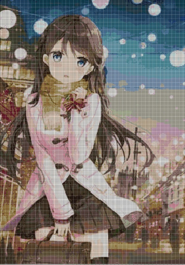 Anime girl 17 cross stitch pattern in pdf DMC