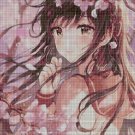 Anime girl in blossom 4 cross stitch pattern in pdf DMC