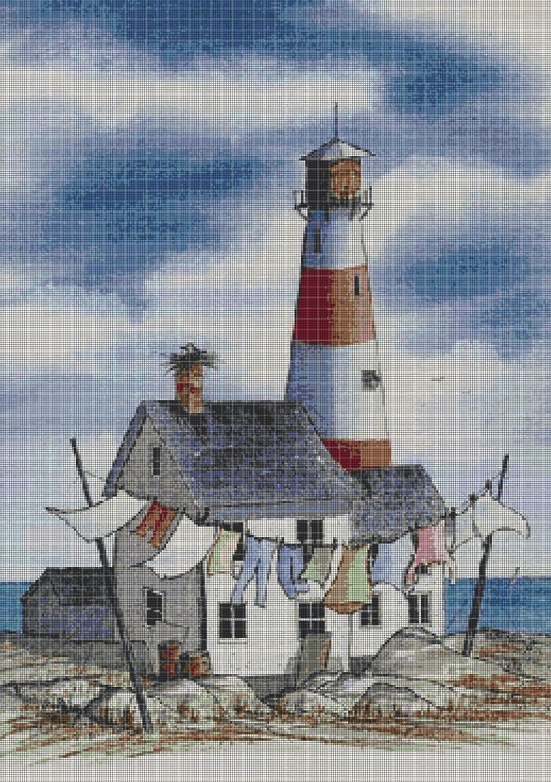 Lighthouse 5 cross stitch pattern in pdf DMC
