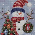 Snowman with birds cross stitch pattern in pdf DMC