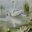 Swans and water lilies cross stitch pattern in pdf DMC