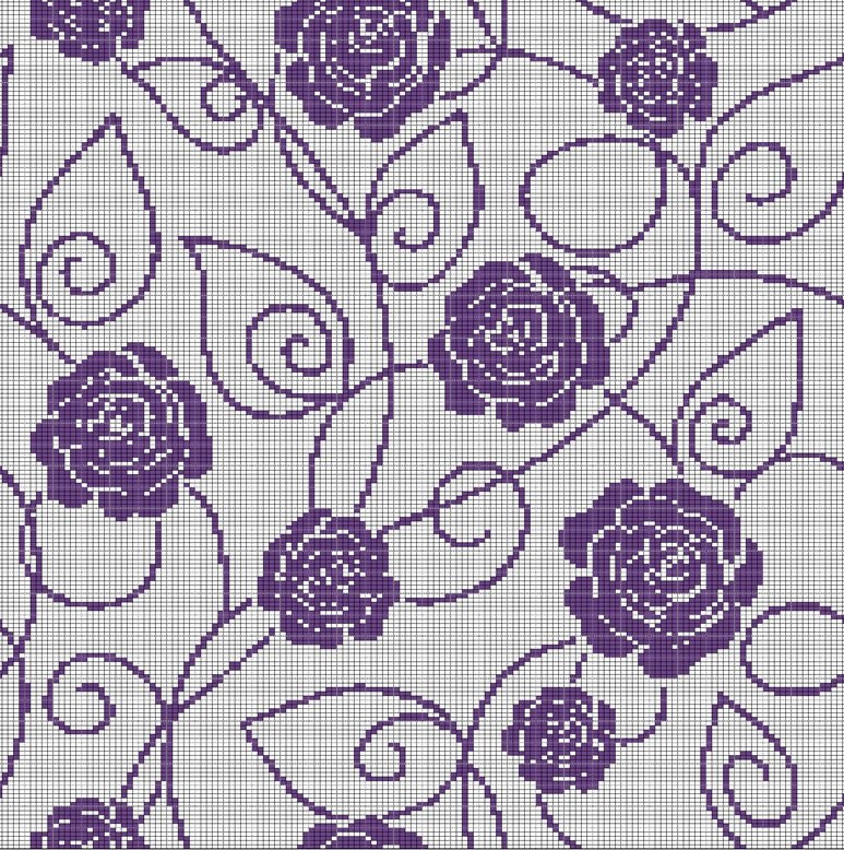 ROSES 10 CROCHET AFGHAN PATTERN GRAPH