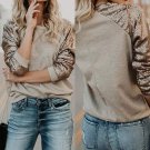 Women T-Shrts Sequine T Shirt Long Sleeve T-Shirt Casual LoosePatchwork O-Neck Tee Tops