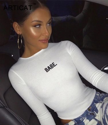 Articat Long Sleeve Sexy Bodysuit Women Tops Casual  Playsuit
