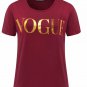 ZSIIBO Summer VOGUE Print Gold Shining Letter T-shirt Women