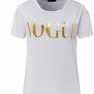 ZSIIBO Summer VOGUE Print Gold Shining Letter T-shirt Women