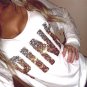 Pink T-Shirt Women New  Sequin Long Sleeve Off shoulder