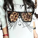 High Quality New Brand European Women Cat Leopard Print T-Shirt Cotton Long Sleeve