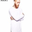 Men Long T Shirt Brand Clothing Solid Sweatshirt  Long Sleeve Street Wear Tshirt