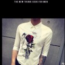 New Men Pattern White Slim Shirt Printing Fashion Casual  solid Color Designer Brand