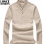 High Quality Relaxed Stand-up Collar Linen Long sleeve famous men Casual shirt