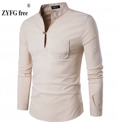 3 color Men Long Sleeved Shirt 2017 Brand New linen Dress Shirts Men's Fashion Casual Popular shirts