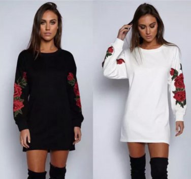 Lady Clothes Long Sleeve Embroidery Casual Floral Warm Tops New Fashion Women Clothing Ladies
